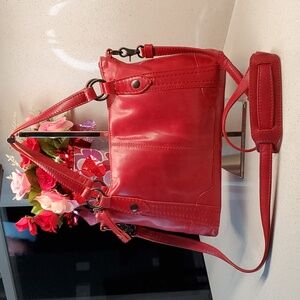 Frye Red Leather Crossbody Satchel